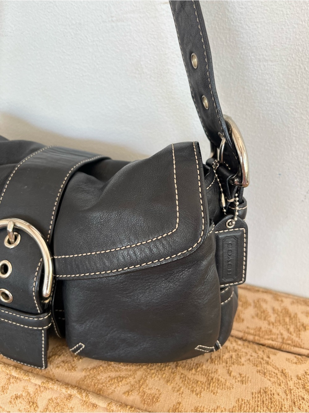 Coach Vintage Y2K Soho Shoulder Bag, 3653 Black Leather Hobo Buckle - Picture 3 of 12